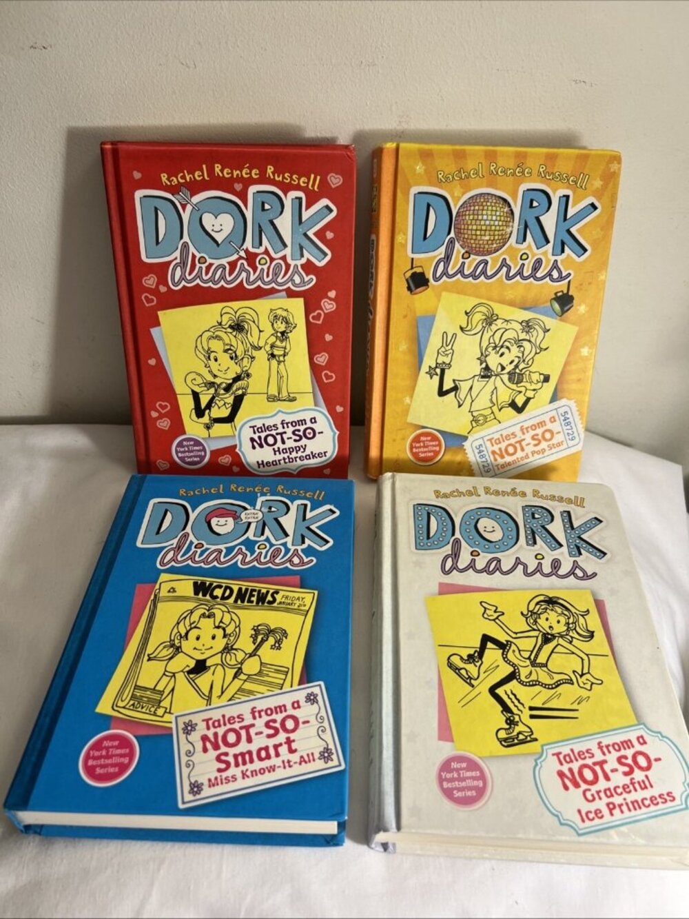Lot Of 4 Dork Diaries Hard Cover Books - Rachel Renee Russell - 3,4,5,6